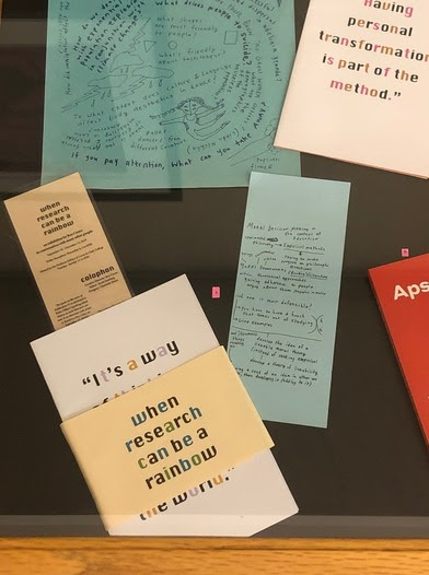 Art and Social Practice archive materials on display in the Library