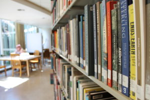 Stacks of books in the library