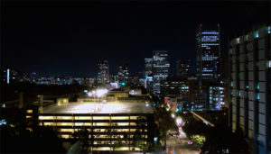 Portland State University at night