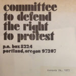 Committee to Defend the Right to Protest letter 1975