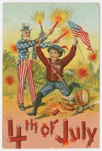 Circa 1911 postcard depicting 4th of July illustrations
