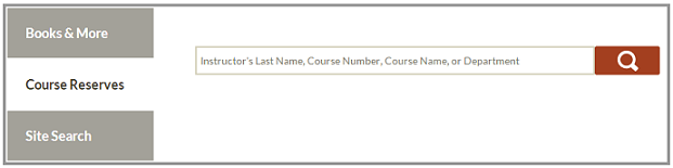 Course reserve tab selected in library search