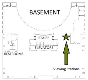 Map of viewing station location - Basement south side 