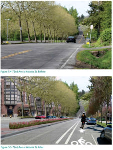 Figures 5.4 and 5.5 show view of street before and after