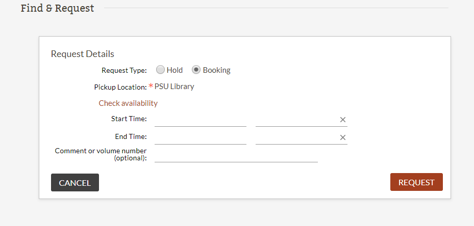 DVD booking request form