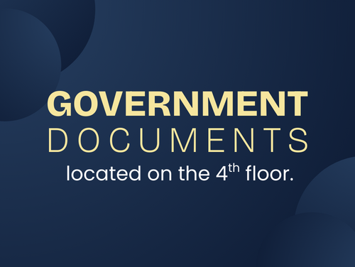 blue background that says government documents in gold