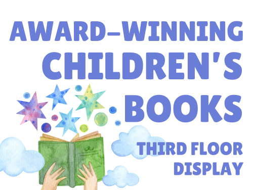 Award-winning children\'s books, third floor display.