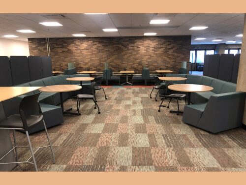 Couches and chairs in an library study area