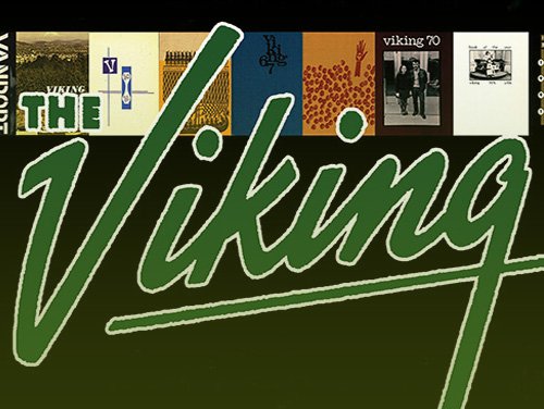 The Viking Yearbooks logo with cover thumbnails from various years