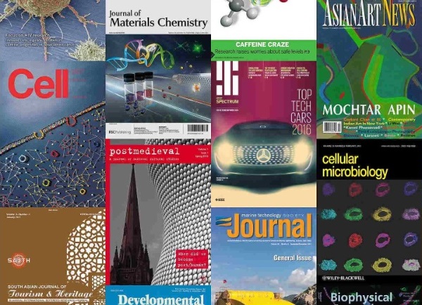 assorted covers of scholarly journals