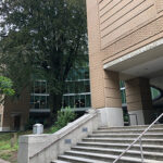 PSU Library Exterior Entry Steps and Beech Tree