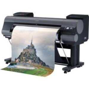 A black printer printing a large poster 